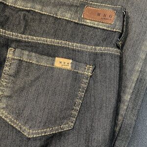 MNG Women's Black Skinny Jeans with a gold overlay size 12